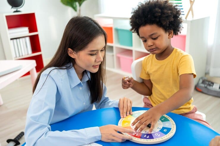 Child doing ABA therapy activities
