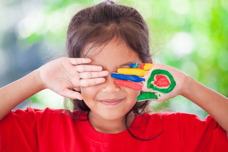 Child doing sensory activities